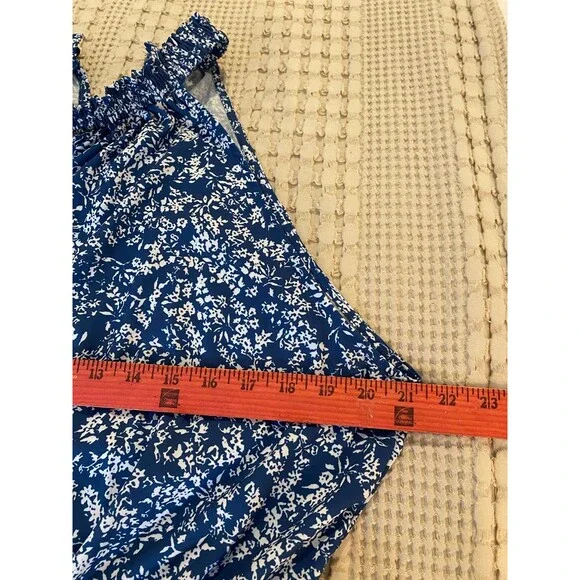 Halter Neckline Dress Plus Size XL Silky Feel Patterened Ruffle Hem Flirty Sexy - Picture 9 of 10